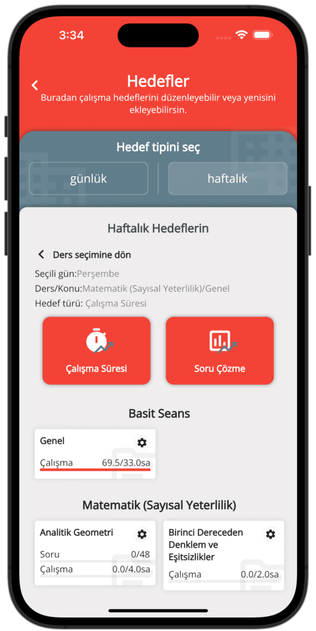 ödev takibi - hedef sistemi